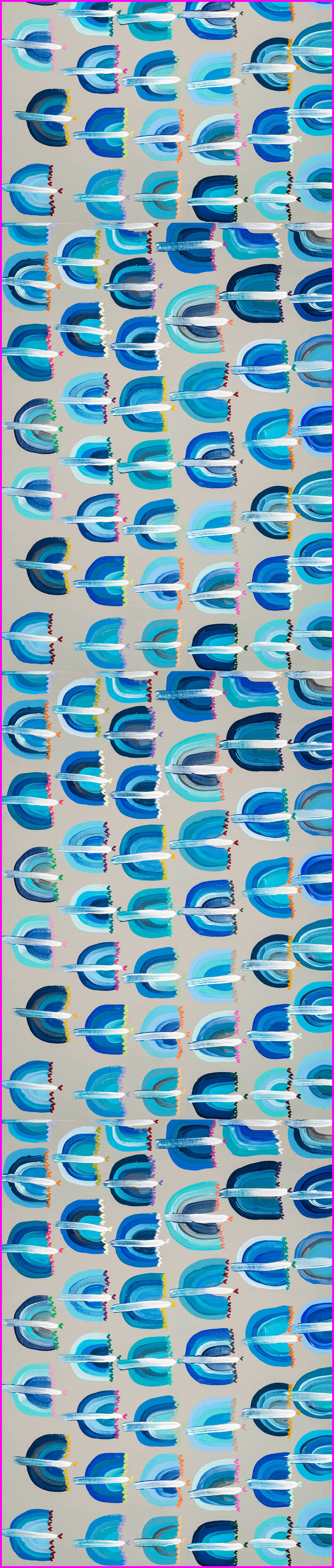 Blue Menorahs Table Runner 16x108