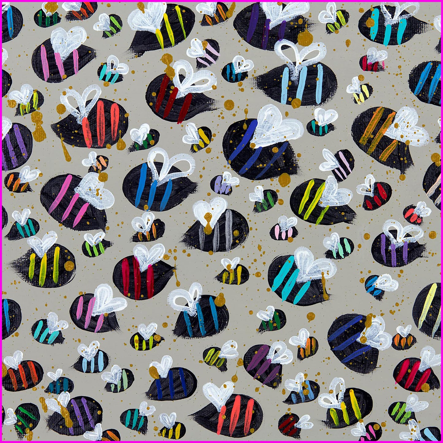 Rainbow Bees Napkins 18x18 4PK