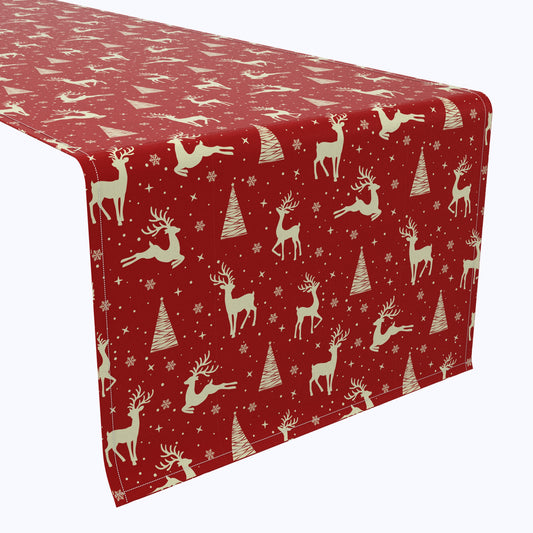 Golden Reindeer & Christmas Trees Cotton Table Runners