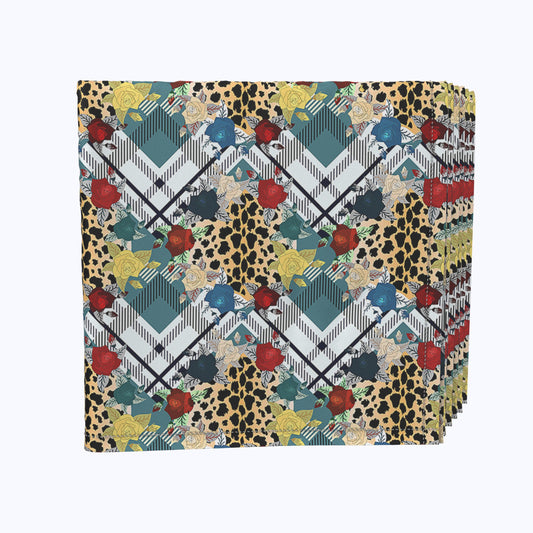 Abstract Animal Print Plaid Napkins
