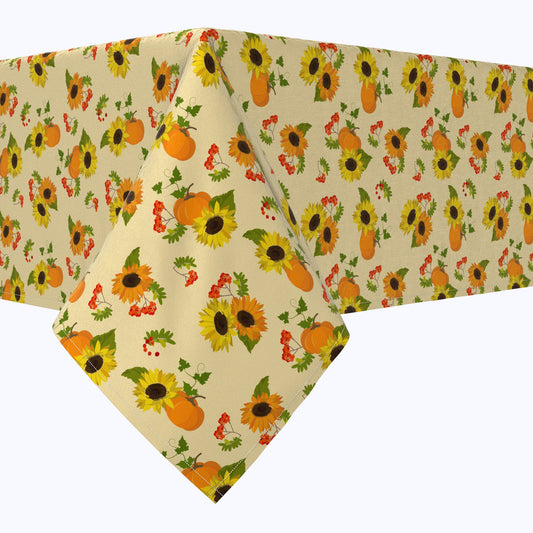Autumn Sunflowers with Pumpkins Cotton Rectangles