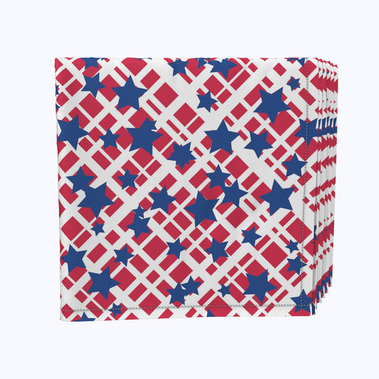 Blue Stars on America Check Napkins