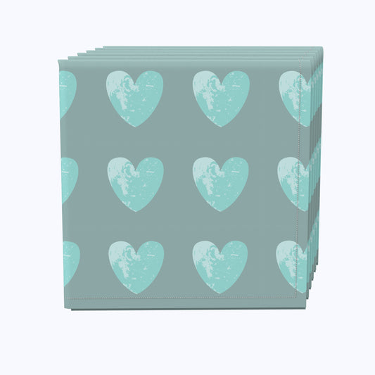 Blue Gray Hearts Napkins