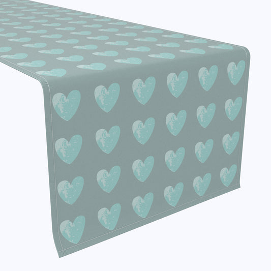 Blue Gray Hearts Table Runners