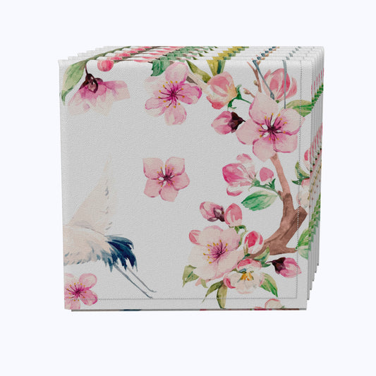 Cranes & Pink Flowers Napkins
