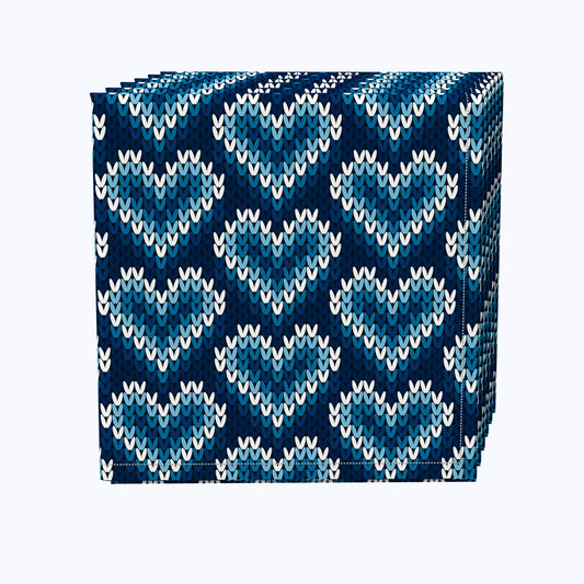 Cross Stitch Blue Hearts Napkins