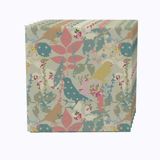 Decorated Birds & Flowers Napkins