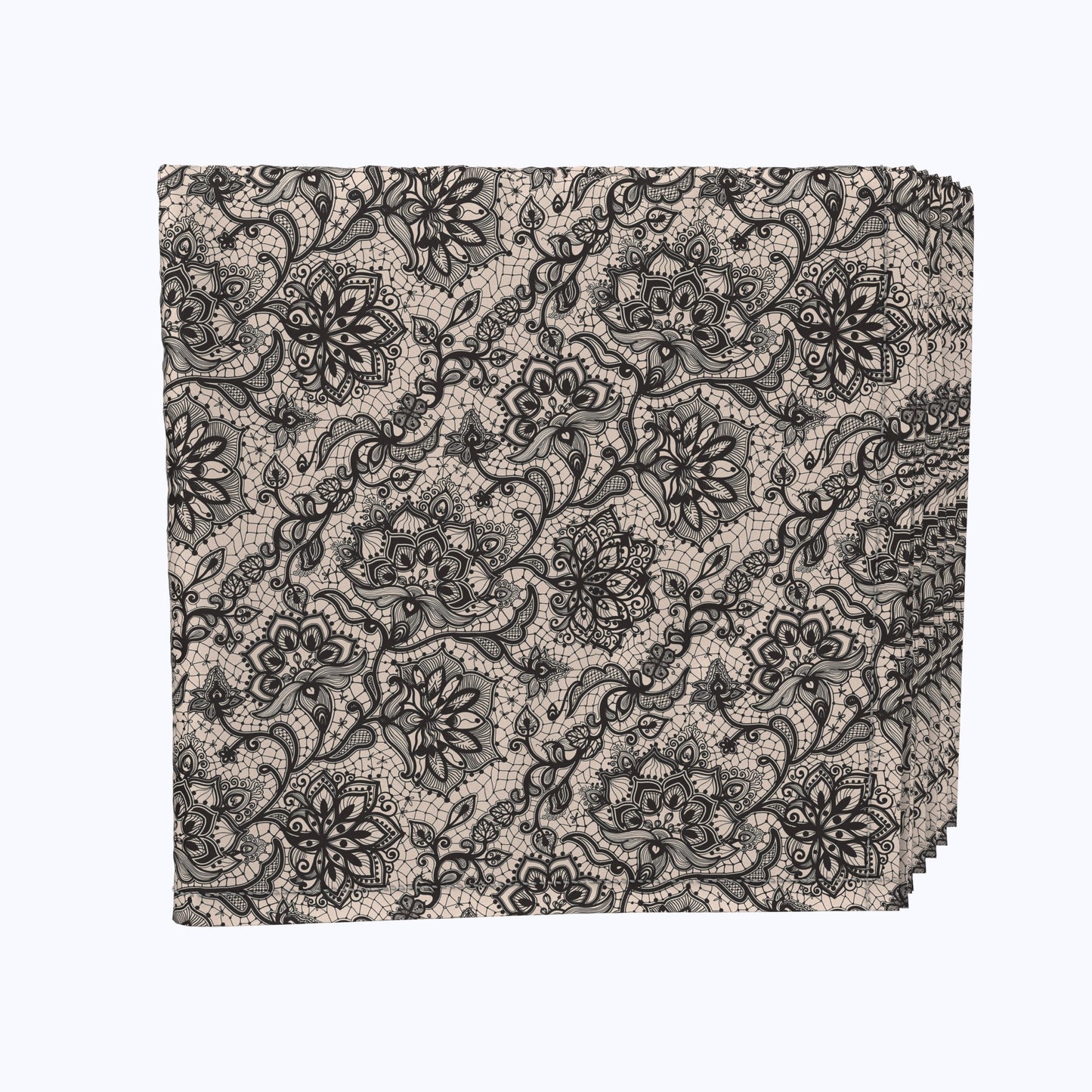 Decorative Lace Pattern Black Napkins