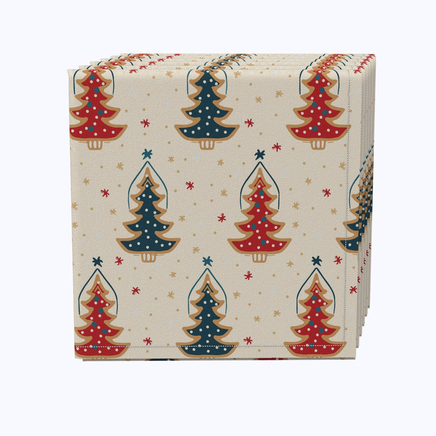 Hand Drawn Christmas Trees Cotton Napkins