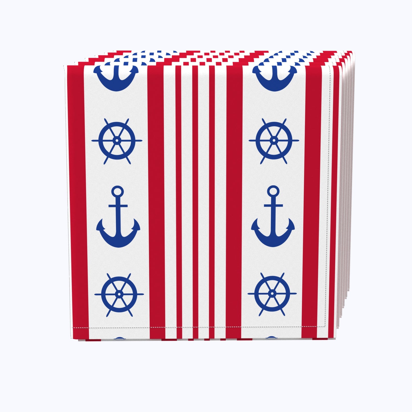 Nautical Red Stripe Anchors & Wheels Napkins