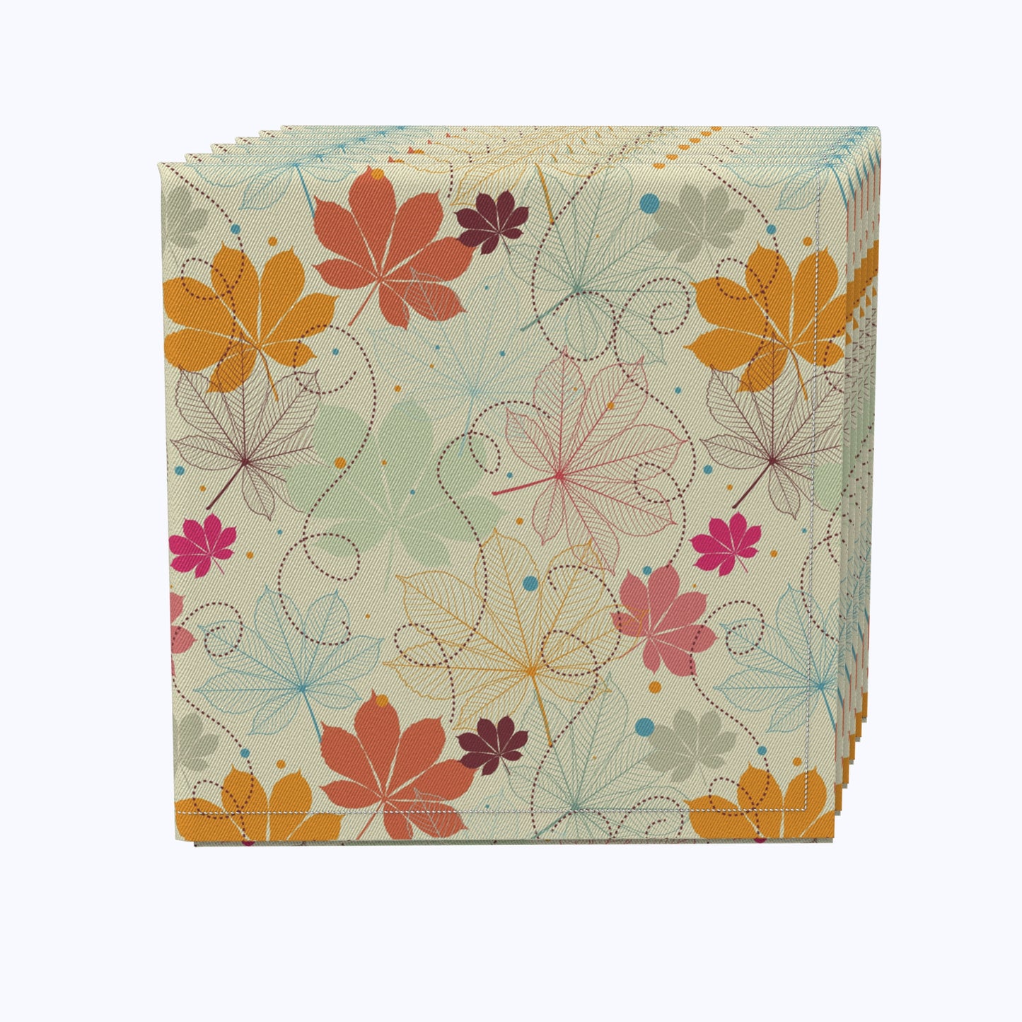 Retro Stenciled Leaves Cotton Napkins