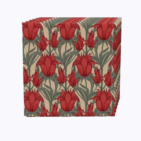 Scarlet Red Flowers Napkins
