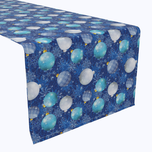 Shiny Blue Christmas Balls Table Runners