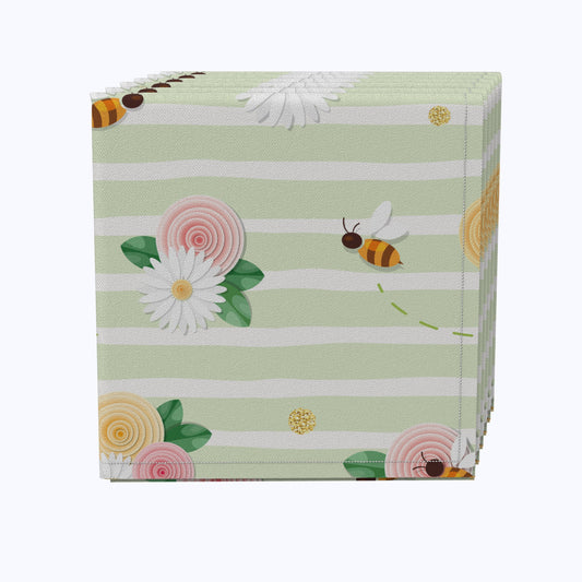 Springtime Floral Stripe Napkins