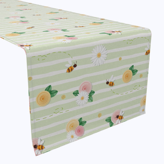 Springtime Floral Stripe Table Runners