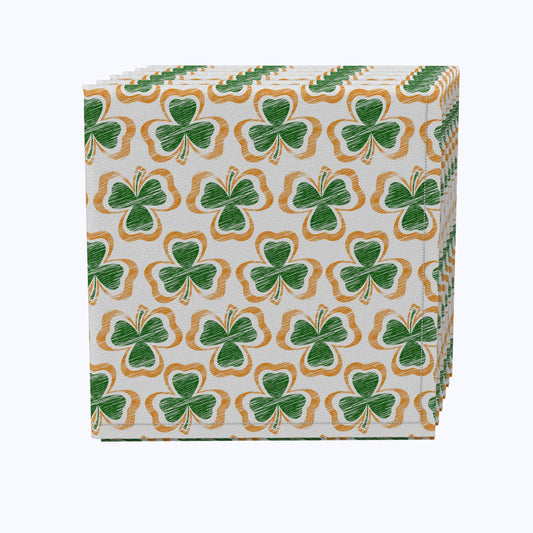 Stenciled Orange & Green Shamrocks Napkins