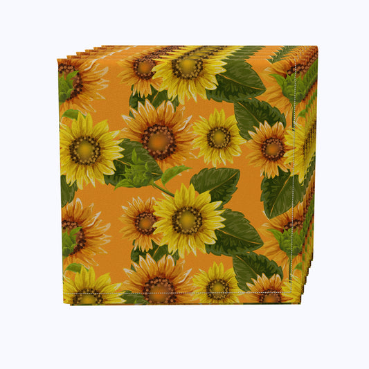 Sunflowers on Orange Background Napkins