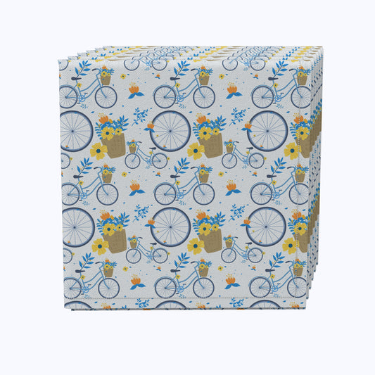 Vintage Bikes & Floral Baskets Napkins