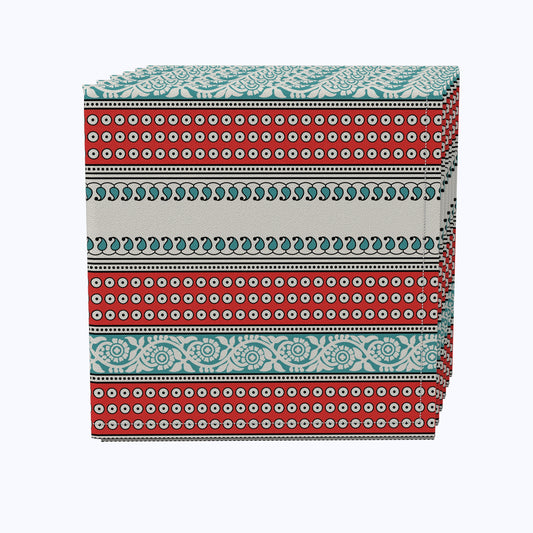 Geometric Paisley and Dots Cotton Napkins