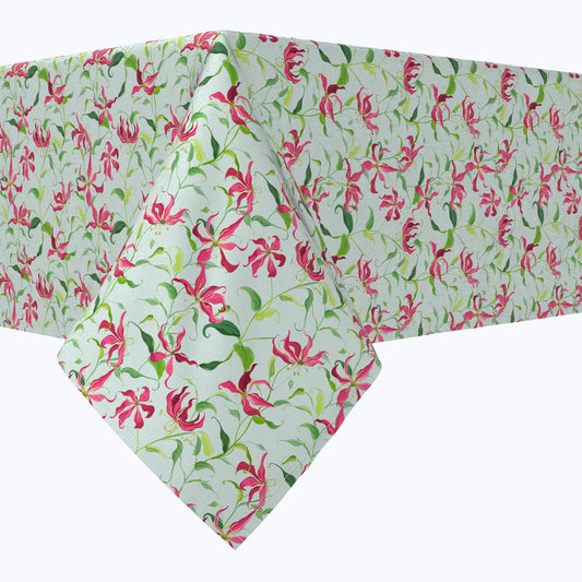 Fire Lily Flowers and Leaves Tablecloths