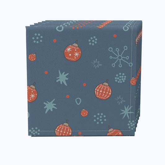 Festive Ornaments & Snowflakes Cotton Napkins