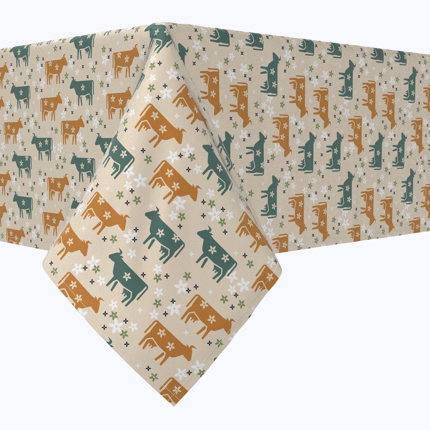 Cattle with Flowers Cotton Squares