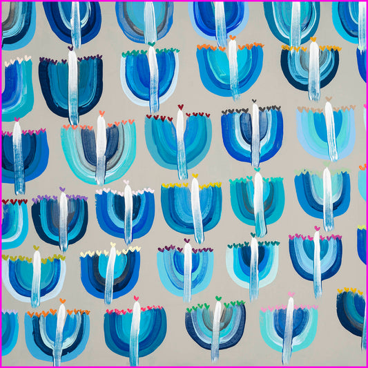 Blue Menorahs Napkins 18x18 4PK