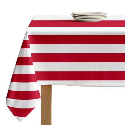 3" Cabana Stripe, Red & White Square Tablecloths
