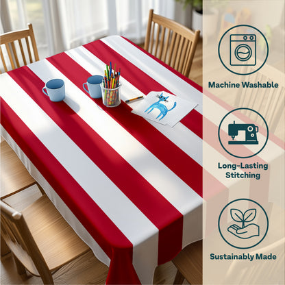 3" Cabana Stripe, Red & White Rectangle Tablecloths