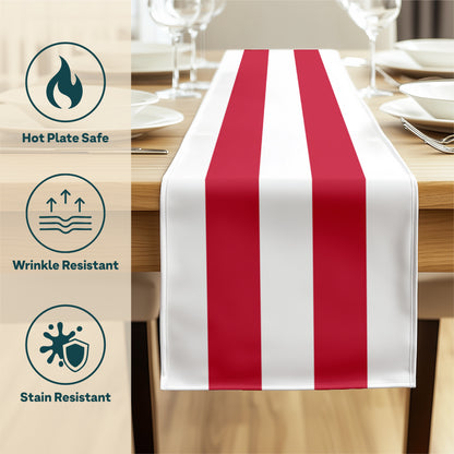 3" Cabana Stripe, Red & White Table Runners