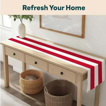 3" Cabana Stripe, Red & White Table Runners
