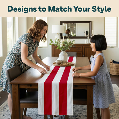 3" Cabana Stripe, Red & White Table Runners