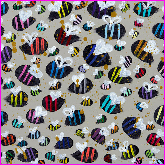 Rainbow Bees Napkins 18x18 4PK