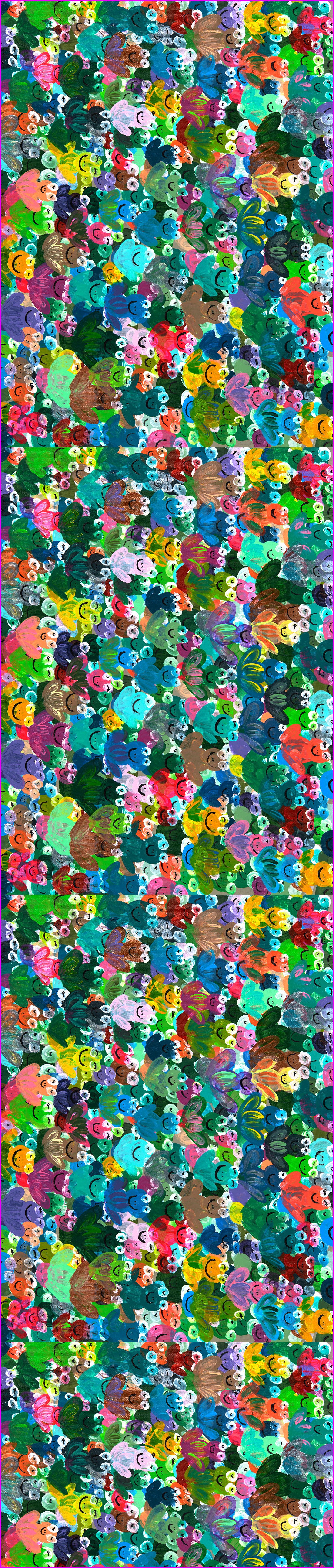 Rainbow Frogs Table Runner 14x72