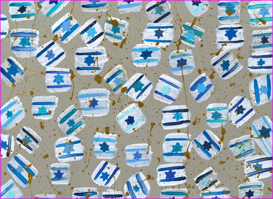 Israel Flag Gold Splatter  Placemats 21x15