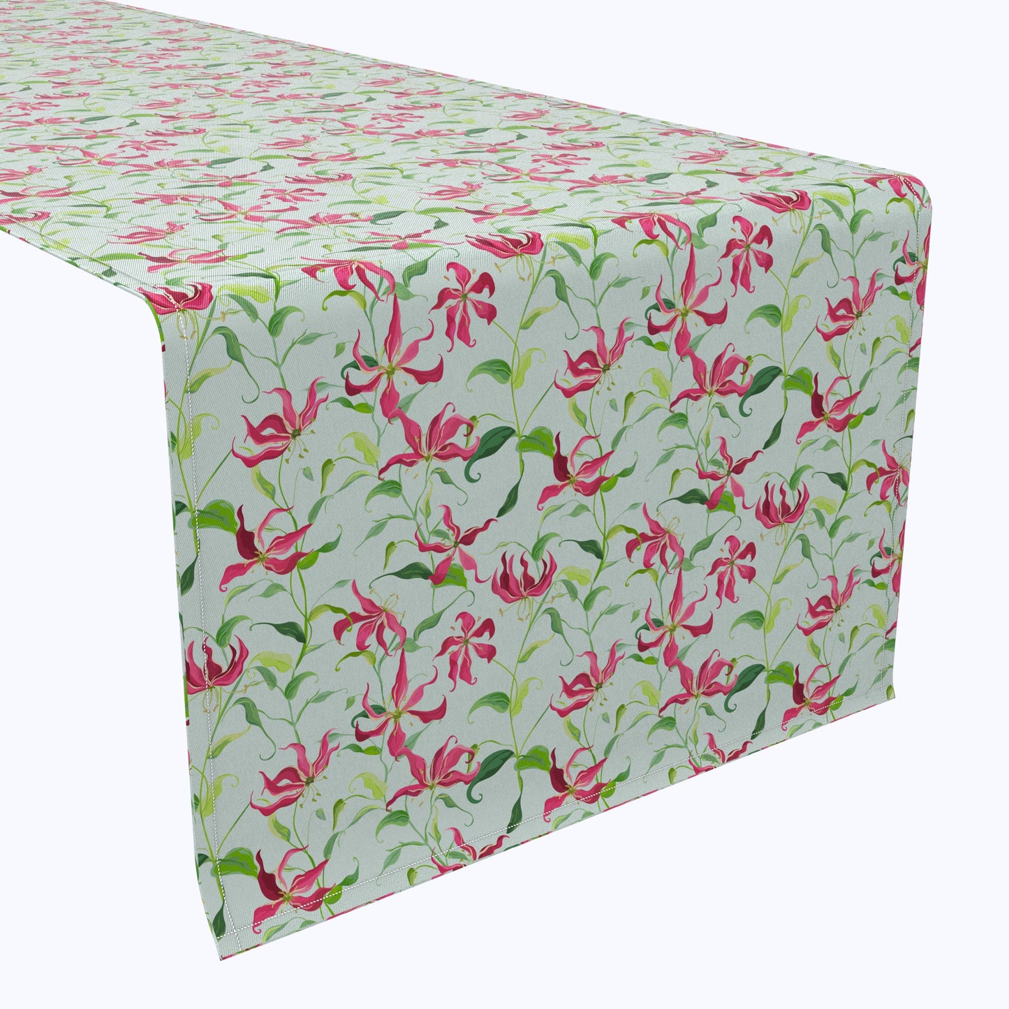 Fire Lily Flowers and Leaves Cotton Table Runners