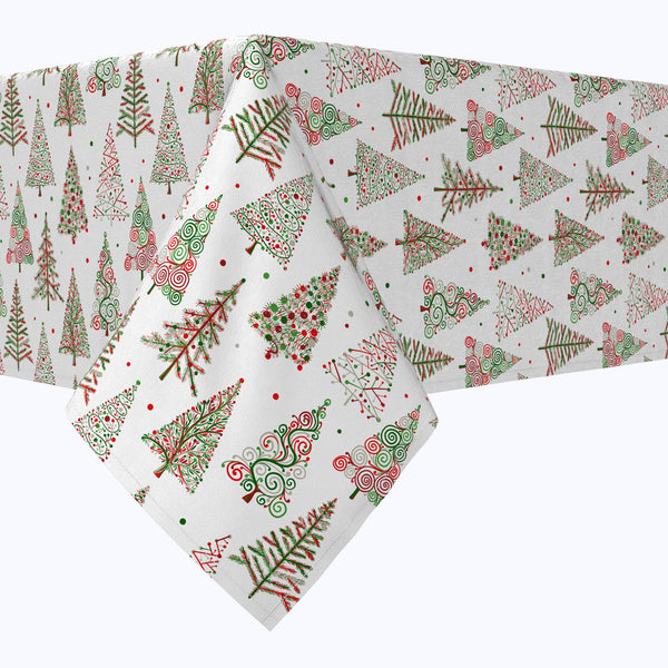 Red & Green Christmas Tree Designs Cotton Rectangles