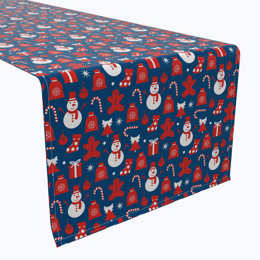 Red Christmas Symbols Cotton Table Runners