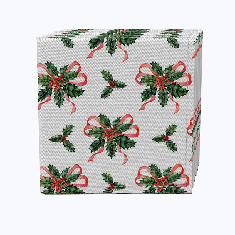 Holly and Ribbons Cotton Napkins