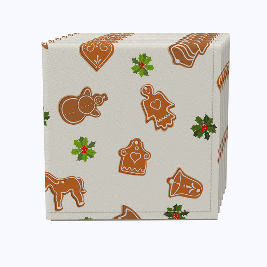 Gingerbread Cookies and Holly Cotton Napkins