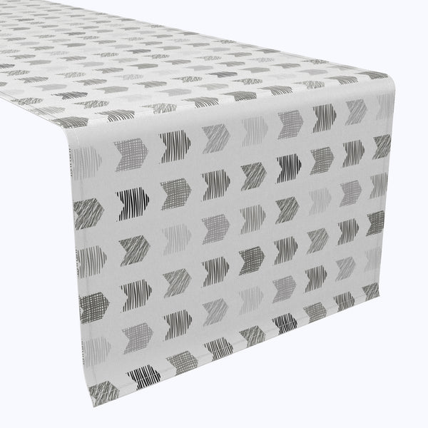 Grey Geometric Arrows Cotton Table Runners