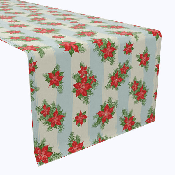 Poinsettias with Striped Background Cotton Table Runners