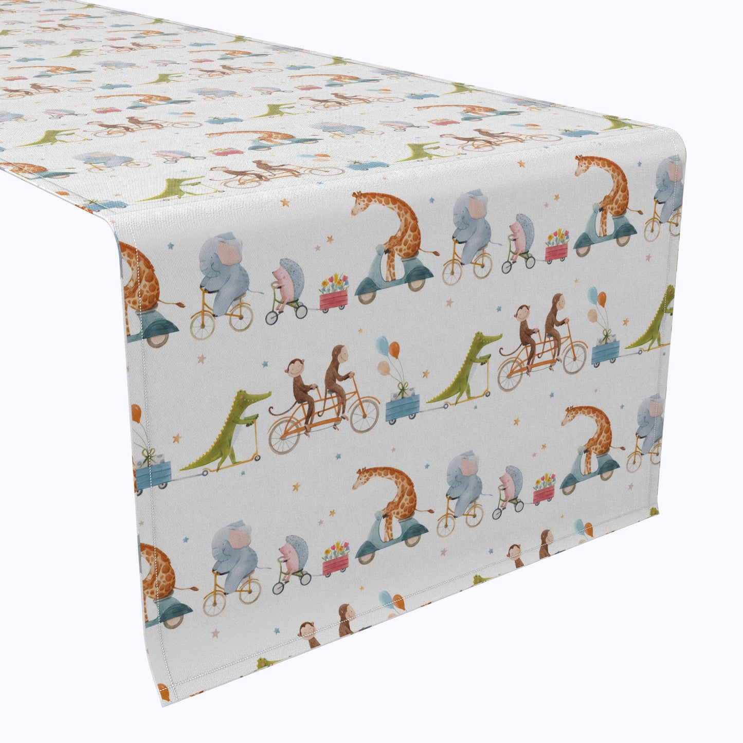 Animals on Bikes Design Cotton Table Runners