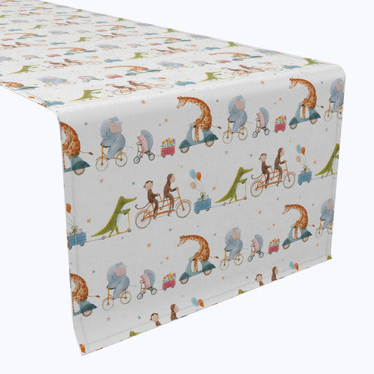 Animals on Bikes Design Cotton Table Runners
