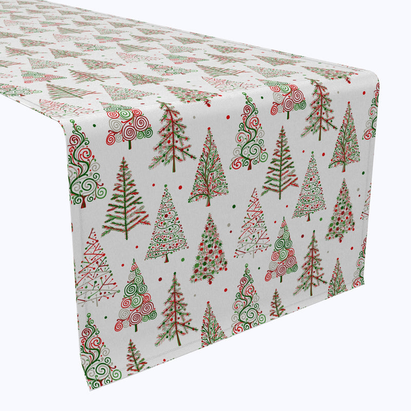 Red & Green Christmas Tree Designs Cotton Table Runners