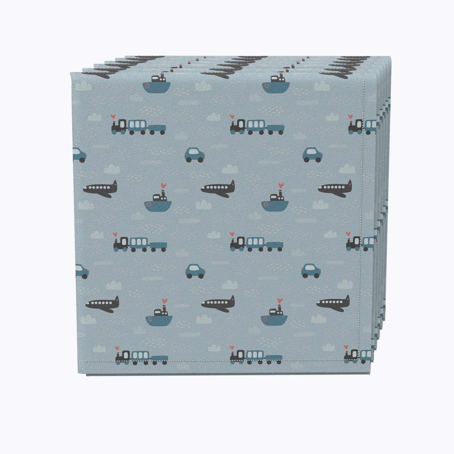 Blue Transportation Vehicles Cotton Napkins