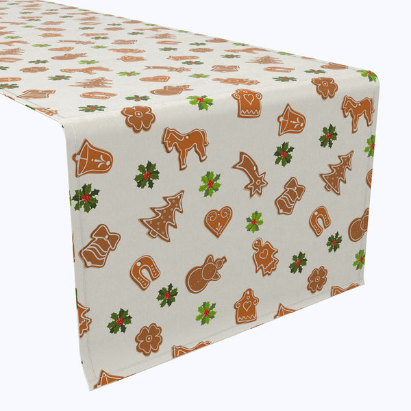 Gingerbread Cookies and Holly Cotton Table Runners