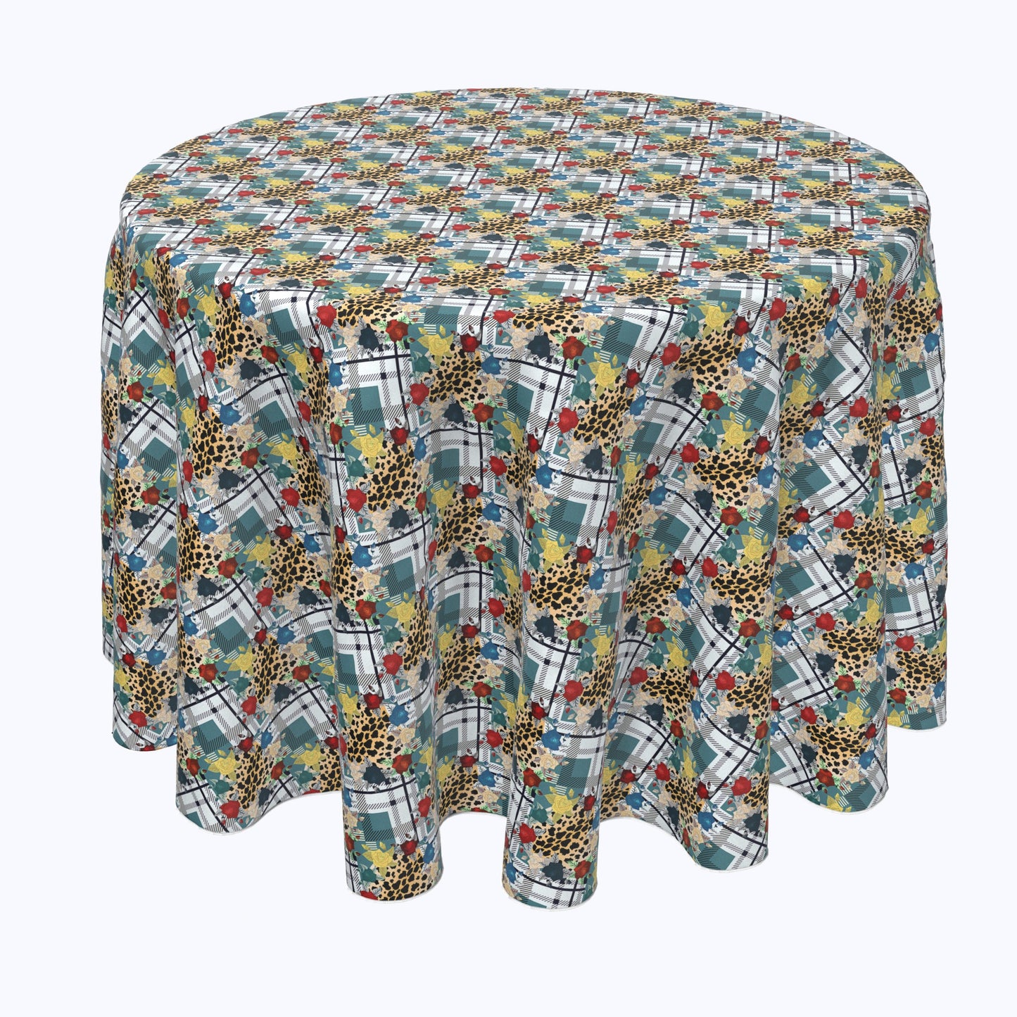 Abstract Animal Print Plaid Rounds