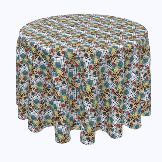 Abstract Animal Print Plaid Rounds