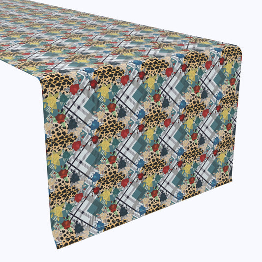 Abstract Animal Print Plaid Runners